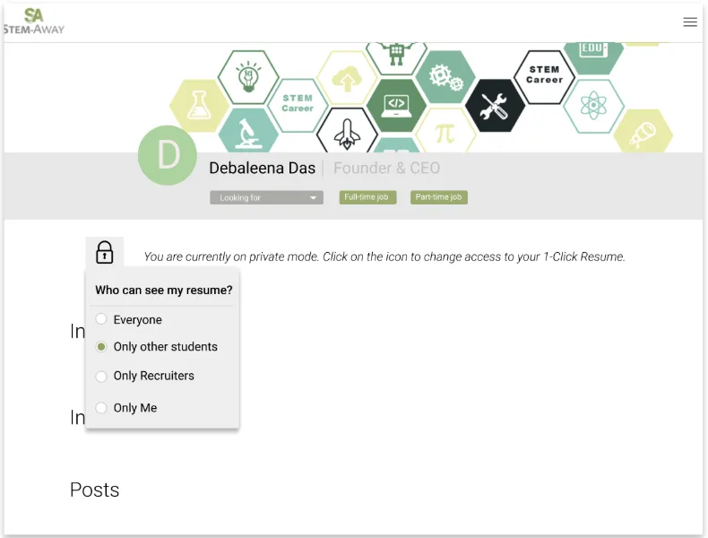 Private mode filter view