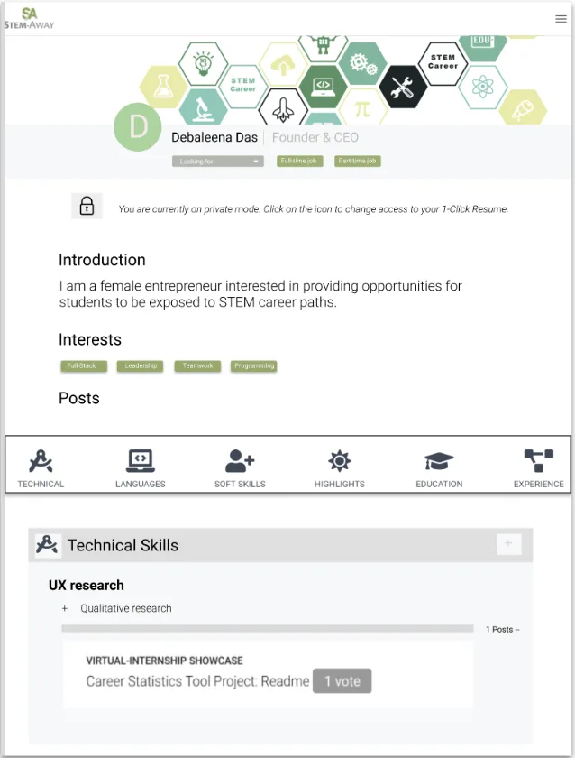 Resume builder — main resume overview page